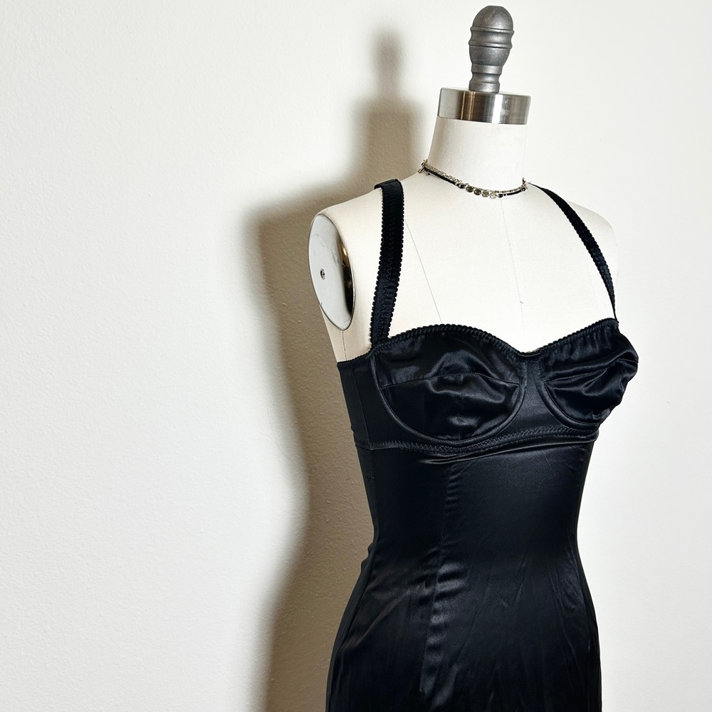 NWT Dolce & Gabbana Black Corset Mesh Ruched Cocktail Dress Size 4 (024)